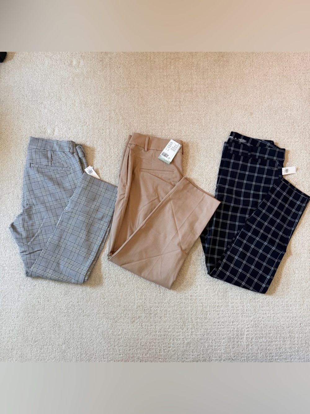 Old Navy / H&M Tan and Plaid Dress Trousers Trio